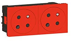 Legrand 077152L Doble Toma de Desengañar Superficie Mosaic Link Conexión Lateral, Corriente 2P+T, 4 módulos, Rojo