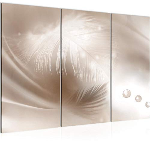 Runa Art Abstrait Peinture Tableau Salon XXL Beige Plume Perles 120 x 80 cm 3 Parties Decoration Murale 033531a