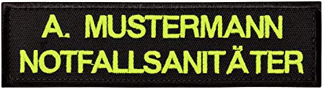 PACOTEX Namensschild bestickt mit eigenem Namen personalisiert Stickschild in vielen Größen und Farben mit Klett (120x40mm, schwarz)