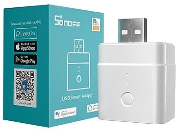 SONOFF 2.4GHz Micro USB Adaptor, 5V Smart WiFi USB Smart Switch, Works with Alexa/Google Home, Remotely Controllable, Voice Control, Timer Function, No Hub Required, for Type A USB Devices