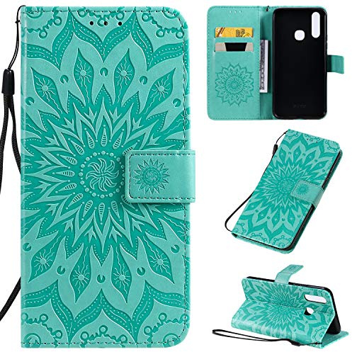 ZiHang Coque Vivo Y15 / Vivo Y17, [Carnet Style] Etui en Cuir PU avec Porte-Cartes et Housse Pliable Couvercle Rabattable de Protection Coque pour Vivo Y15 / Vivo Y17 (Vert)