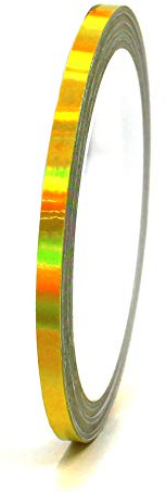 Finest Folia (0,79€/m) 10 Meter Hologramm Zierstreifen Basteln Möbel Auto Motorrad Modellbau Deko Dekorstreifen Klebestreifen selbstklebend DIY (Hologramm Gelb, 3mm Breite)