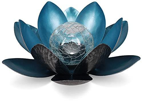 Navaris LED Solar Lotus Laterne - kaltweiß wiederaufladbar - Lotusblüte Solarlampe mit tollem Licht durch Bruchglasoptik - Garten Deko Solarleuchte