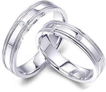 KnSam Platin Ringe Einfache Runde Eheringe Bicolor EIN Paar Ringe Paarpreis Ringe Set Silber