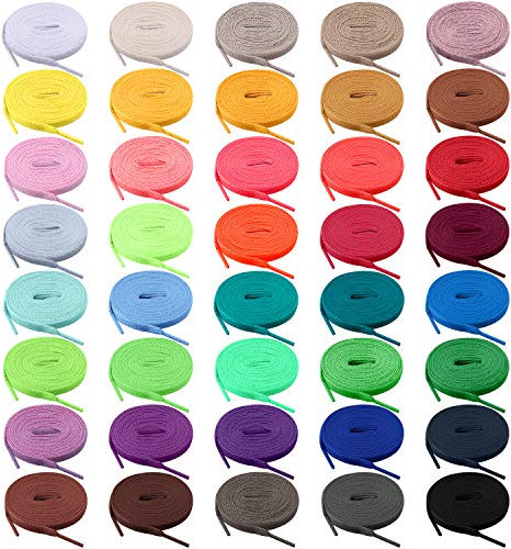BQTQ 40 Paar Schnürsenkel Flach 120cm Bunt Schnürsenkel für Turnschuhe Skateschuhe Sportschuhe Stiefel, 40 Farben