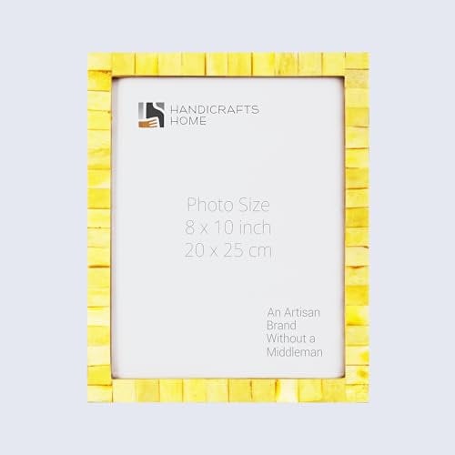 Handicrafts Home 8x10 Picture Frames - Vintage Style Wall Hanging & Desk Decor – Farmhouse Photo Frames Ideal for Living Room Office & Home Decor Picture Frame for Family Pictures & Wall Decor, Yellow