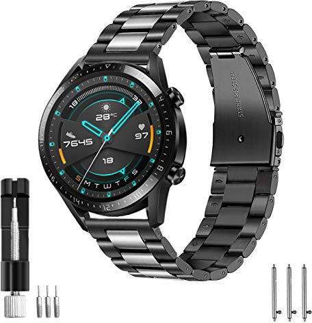 Aimtel Armband Kompatibel mit Huawei Watch GT 2/GT3 46mm Armband/Huawei Watch 3 Armband,22 mm Edelstahl Metall Ersatzarmband für Huawei GT 2/GT 2e/H GT/GT 2 Pro/Active/Huawei Watch 3/3 Pro/4/4 Pro