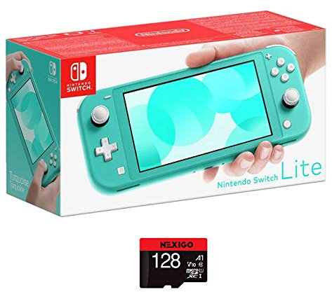 Nintendo 2020 Switch Lite Console Family Christmas Holiday Bundle - Turquoise, 5.5 Touchscreen Display, Built-in Plus Control Pad, Bluetooth 4.1, NexiGo 128GB MicroSD Card Bundle