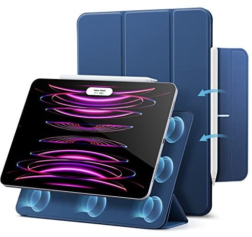 ESR for iPad Pro 12.9 Case (2022/2021/2020, 6th/5th/4th Gen), iPad Air 13 inch Case 2025/2024, Convenient Magnetic Attachment, 2-Way Stand, Full Pencil 2 Support, Rebound Magnetic Cover, Navy Blue