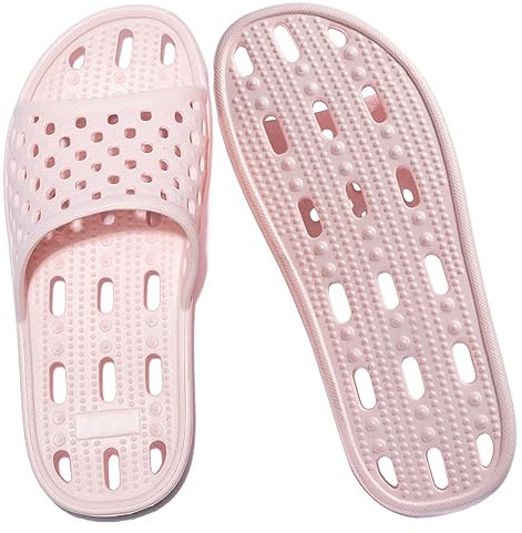 Josaywin Chaussons de Douche Femme Claquette Salle de Bain Légères Confortables Chaussures de Piscine et Plage Pantoufles de Douche AntidéRapantes avec Trou Pour Douche Rose 40