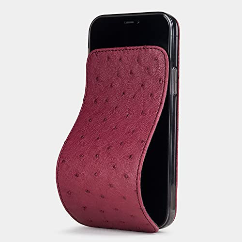 Marcel Robert - Custodia per iPhone 13 mini - modello brevettato - ultra sottile - realizzata in vero cuoio di struzzo - ROSA
