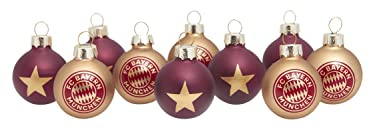 FC Bayern München - Christbaumkugeln 10er Set - rot/Gold Ø 3 cm Weihnachtskugeln FCB