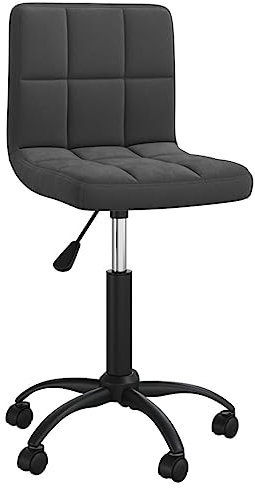 vidaXL Esszimmerstuhl, Essstuhl Drehbar Höhenverstellbar, Küchenstuhl Stuhl mit Rollen Rückenlehne, Drehstuhl für Esszimmer Küche, Schwarz Samt