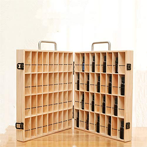 JasCherry Scatola per Oli Essenziali, Contenitore per Oli Essenziali in Legno a 72 Scomparti per Flaconi di Oli Essenziali o Fragranze da 5 ml o 10 ml, Mantieni i Tuoi Oli al Sicuro e Salvaspazio
