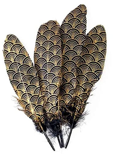 XUFXEUT Sprühen Sie goldene Gänsefedern zum Basteln, Hochzeit, Party, Dekoration, Truthahn, Straußenfedern, Karnevalszubehör, 15–20 cm, 200 Stück