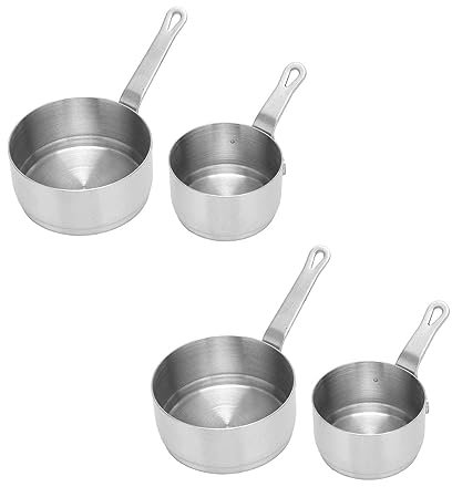 4 PCS Mini Saucepan Sauce Cup, Stainless Steel Sauce Cup, Mini Saucepan Sauce Pot with Handle Condiment Juice Sauce Container Butter Melting Pot for Banquet Outdoor Picnic