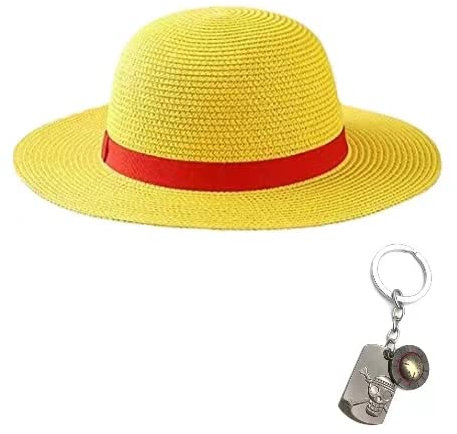 Chapeau de paille une pièce - Chapeau de soleil et pendentif clé, jaune, S/L
