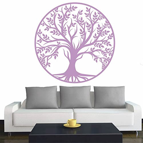INDIGOS UG - Wandtattoo Wohnzimmer - Wandaufkleber Baum des Lebens - 0 - Lebensbaum Weltenbaum - 120x120 cm - Flieder - Aufkleber Kinderzimmer Schlafzimmer Küche Badezimmer Büro Dekoration