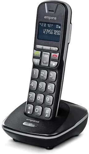 Emporia TALKHOME DECT TH-21 Cordless Phone with Big Buttons, Large Display and Amplified Sound - Black/Silver (Official UK & Ireland Version)