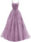 HYEC7 Women's Spaghetti Straps Tulle Prom Dresses Long Lace Appliques Ball Gown Formal Evening Party Gowns