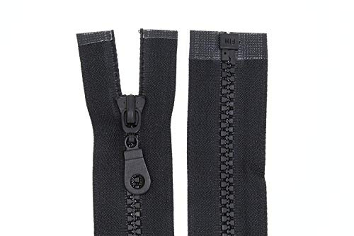 Reißverschluss für Jacken Kunststoff Plastik Zipper Reissverschlüsse teilbar (Schwarz 45cm)