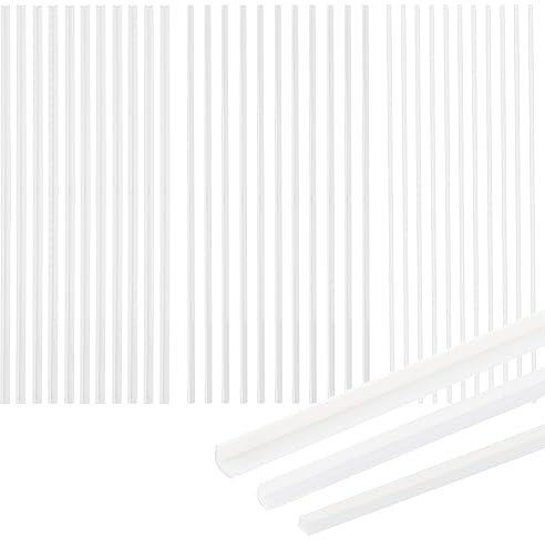 BENECREAT 60 Stück 3 Stile Weiß ABS Kunststoff L-Förmiger Rechtwinkliger Streifen, Dicker Styrol-Kunststoff Gleichmäßige Beine Für DIY-Bastel-Sandkastenmaterial Für Den Modellbau