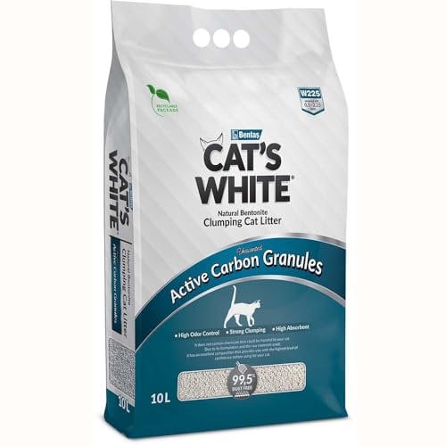 Cat's White Active Carbon Granules, klumpendes Katzenstreu mit Aktivkohle, Geruchsabnahme für Katzen und Kätzchen, 10 l