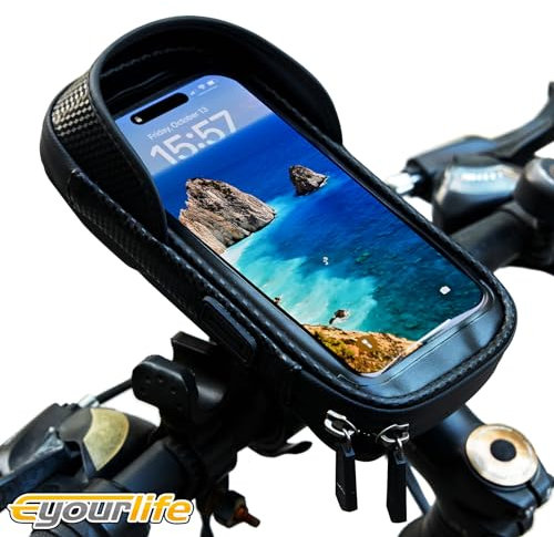 Eyourlife Handyhalterung Fahrrad Lenkertasche Wasserdicht Motorrad Handyhalter 360°Drehbarem Fahrradhalterung handyhalterung Fahrrad mit Abdeckung unter 7''