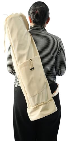 VLFit Borsa da Yoga Donna Borsa Yoga Porta Tappetino Adatto, Fitness Pilates Spallacci Regolabili Fondo Indipendente Cerniera Scomparto Umido (BEIGE)