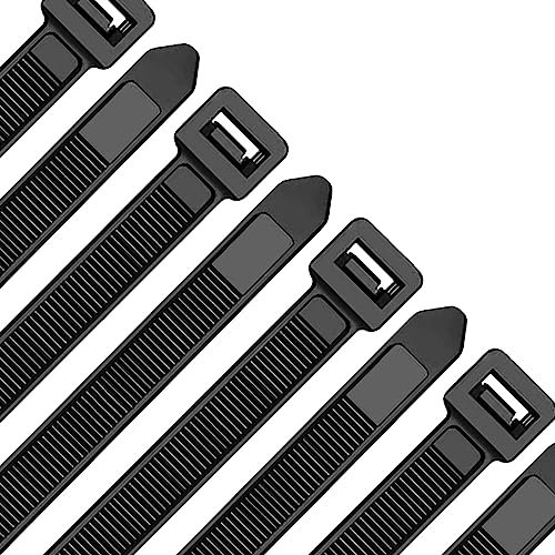 Oksdown Kabelbinder Schwarz 250mm × 7,6mm 1000 Stück UV Beständig Nylon mit 55 kg Zugfestigkeit Extra Stark Groß Kunststoff Selbstsichernder Kabelbinder für Industrie, Gartenbau, Kabelindustrie