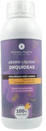 PLANETA HUERTO | Abono Líquido Orquídeas 1 Litro: Fertilizante Líquido Especializado para la Nutrición Completa de Orquídeas con Enfoque en Crecimiento y Floración Saludable