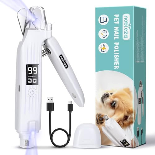 Nobleza Lima Unghie per Cane e Gatto, Tagliaunghie Cani Elettrico Professionale 2 in 1 per Animali Domestici di Piccola, Media Taglia, con 2 luci LED e Copertura Protettiva, con Display Intelligente
