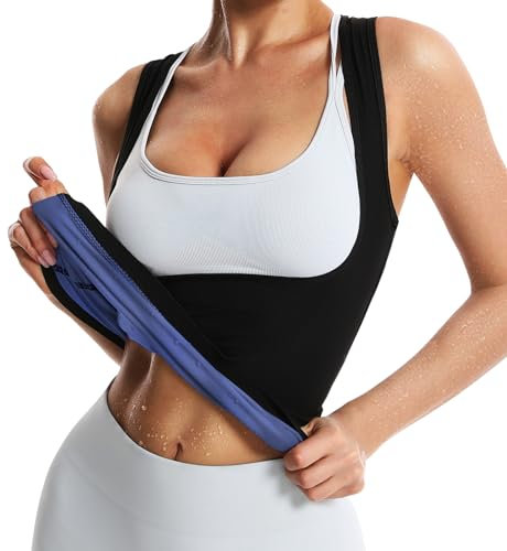 JBT Saunaanzug, Schweißweste für Damen, Gewichtsverlust, Taillentrainer, Schweißweste für Damen, Fitness, Bodyshaper, Weiß, Blau, XXX-Large