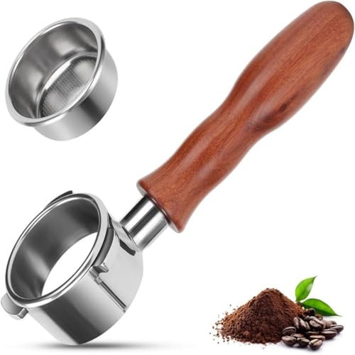 Portafiltro sin fondo de 54 mm con pantalla Puck, portafiltro de 54 mm, compatible con Sage/Breville Barista Serie 870/878/880, colador de café espresso, mango de ramita ácida y acero inoxidable con 3