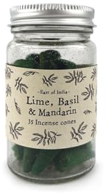 East of India Duftkerze im Glas mit Limetten-, Basilikum- und Mandarinenduft, Duft für Entspannung, Meditation, Heim- und Hausdekoration, Aromatherapie, 35 Stück