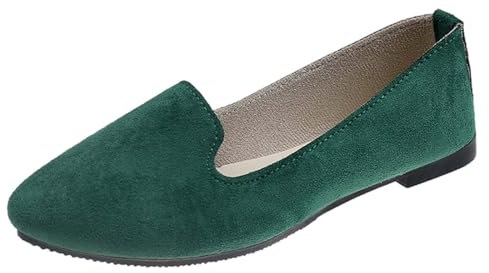 Scarpe basse da donna in pelle scamosciata, ballerine da donna, colorate, taglie forti, leggere, con suola morbida, comode e antiscivolo, per la salute, a piedi nudi, verde, 39 EU