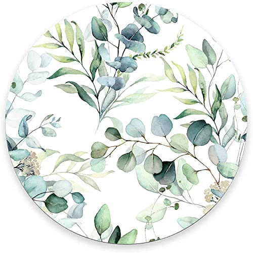 JIMOWANG Grass Leaves Mouse Pad for Desk with Non-Slip Rubber Base Office Computer Round Mousepad Mouse Mat for Home Office Desk Accessories