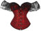 LYSINK Womens Off Shoulder Corset Tops with Lace Sleeve, Tie Front Vintage Floral Boned Overbust, Renaissance Bustier (A-Dark Red, S)