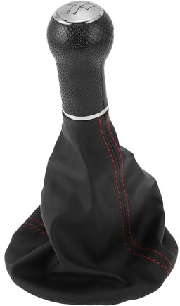 Partuto Perilla De Cambio De Marchas Manual De 5 Velocidades - Perilla De Palanca De Cambios - Para Volkswagen Polo Classic 6N 1996-2001 Plástico Cuero Sintético Negro Rojo - 1 Pc.