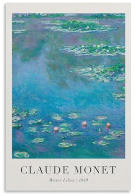 Water Lilies by Claude Monet Posters Artworks Canvas Poster Wall Art Prints Home Modern Decor 16x24inch(40x60cm)