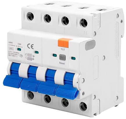 Fi Schutzschalter Typ AC 40A 30mA 4 Polig, Fehlerstromschutzschalter, Sicherungsautomat, Leitungsschutzschalter, RCBO 6KA Schutzschalter AC mit Ableitstromschutz, Überstromschutz