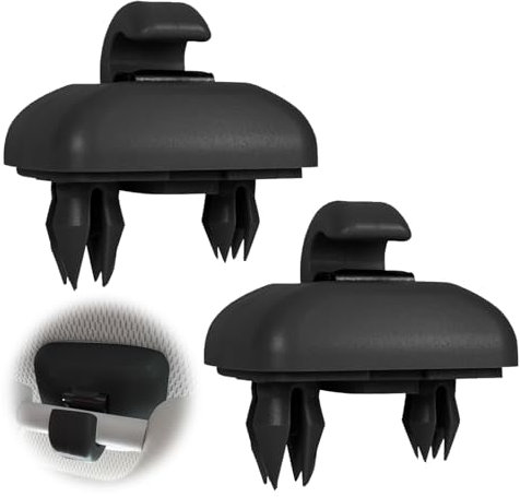 2 ganchos para visera de sol para Audi, soporte para parasoles, color gris interior, gancho de clip para parasol, universal, compatible con A1 A3 A4 Q3 Q5 (negro)