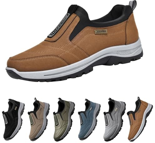 LinRim Chaussures pour homme - Baskets à enfiler - En daim - Respirantes - Sans lacets - Antidérapantes - Confortables - Pour l'extérieur - Pour le fitness - Pointure EU 39