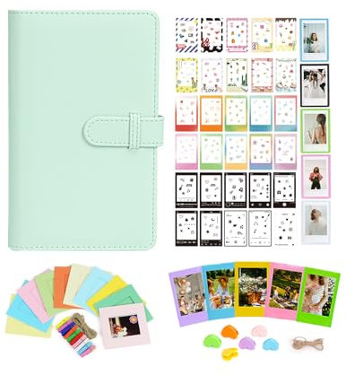 Aisnyho Instant Film Accessories Kit for Instax Mini LiPlay 12 11 9 8+ 8 evo 99 SE 40 90 70 50S 26 25 7S Camera,Include Album/Film Stickers/Mini Frames/Colorful Clip (Mint Green)