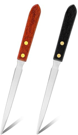 Lot de 2 Ouvre-Lettres, Ouvre-Enveloppes Multifonctions en Acier Inoxydable avec Manche en Bois Courrier Léger de Coupe pour Couteau et Papier pour la Maison le Bureau l'École et le Travail