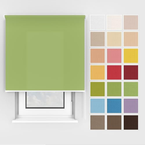 Estika Rollo mit Bohren Deckenmontage und Wandmontage, Breite: 100 cm, Höhe: 150 cm, Farbe: Frühlingsgrün 2, 25 Stoff Farben, Fenster rollos für innen, Sichtschutz für Fenster und Balkontür