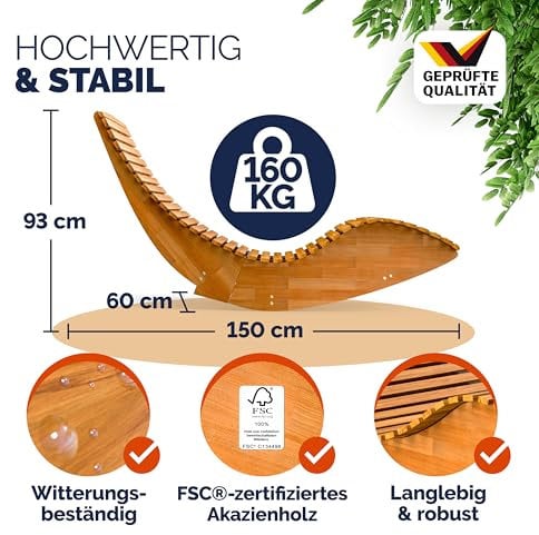 Casaria® Set 2x Lettino Prendisole in Legno con Cuscino 195x60cm Portata 160 kg Certificato FSC® Lettini da Giardino Sdraio Pieghevole Ergonomica