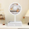 Cuteefun Miroir sur Pied Maquillage, Miroir Grossissant 5X avec Tiroir, 3 Couleurs de Lumière, Luminosité Réglable, Rechargeable par USB, Idéal pour Chambre à Coucher, Coiffeuse, Salle de Bain, Blanc
