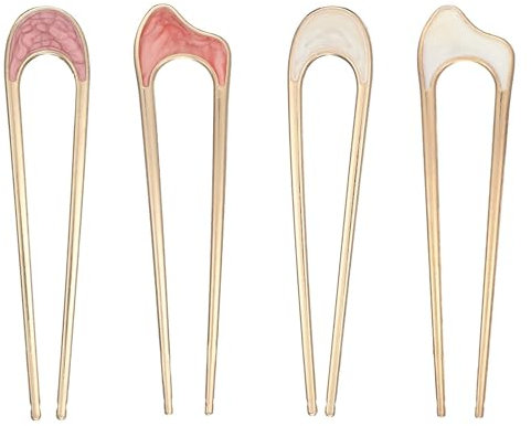 4 Stück Haarnadeln Metall U-förmige Haarnadel French Pin Französische Haarspange Französische Haarnadel Hair Pins French Clip für Alle Haartypen Frauen Mädchen Brötchen French Twist