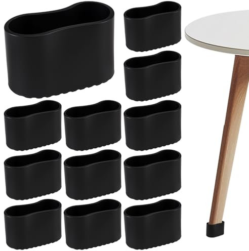 36 Pezzi Tappini per Gambe Sedia Ovali, 40×20 mm Piedini per Sedie, Ovale Tappi Sedie in Plastica, Gommini Sedies Neri Antiscivolo per Protezione Pavimenti da Graffi e Rumori